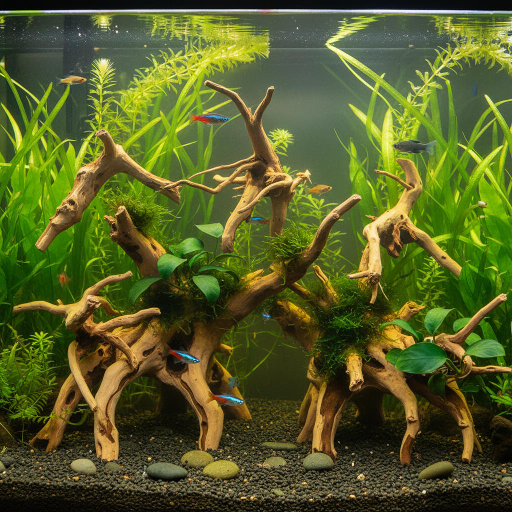 Madera deriva en acuario